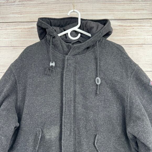 Vintage Polo Jeans Co Ralph Lauren Wool Blend Overcoat Jacket Mens M Black Gray - Picture 3 of 15